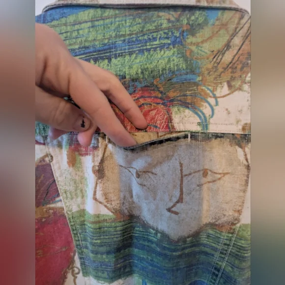 VTG 90s Chico's Utility Graffiti Cotton Jacket - Picture 11 of 14